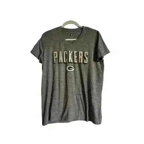 NFL Sz L Green‎ Bay Packers V-Neck T-Shirt Sporty Licensed - Picture 6 of 7